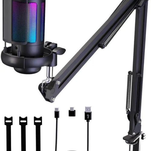 Bailink Gaming USB Microphone for PC, Home Studio Condenser Microphone with Boom Arm,USB Mic with Pop Filter, Gain Control for Podcast Recording, Streaming Microphone Kit for PS4/5 Mac Phone