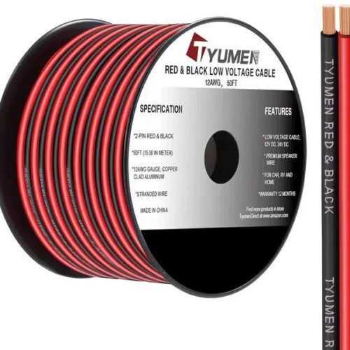 12 Gauge Wire 50FT, 12 AWG Red Black Hookup Electrical Wire LED Strips Extension Cord 12V/24V DC Cable, 12AWG 2 Conductors Flexible Wire for in-Home, Autos, Schools use