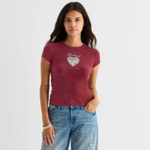 Arizona Baby Womens Juniors Crew Neck Short Sleeve T-Shirt