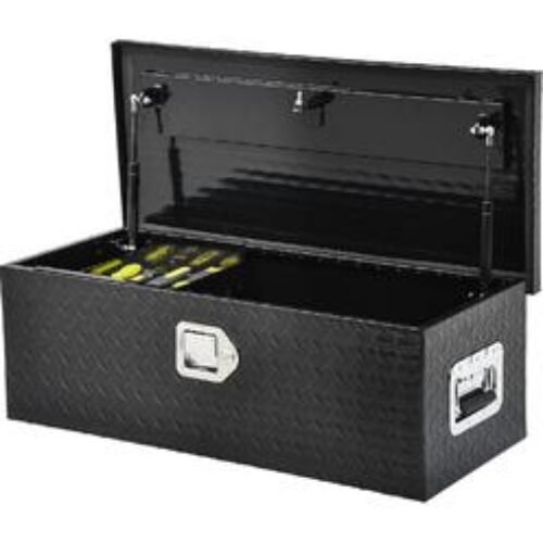 AUTOSAVER88 30 Inch Truck Bed Tool Box, Heavy Duty Aluminum Diamond Plate Tool Box Chest, Waterproof Chest Storage Box with Sliding Shelf a