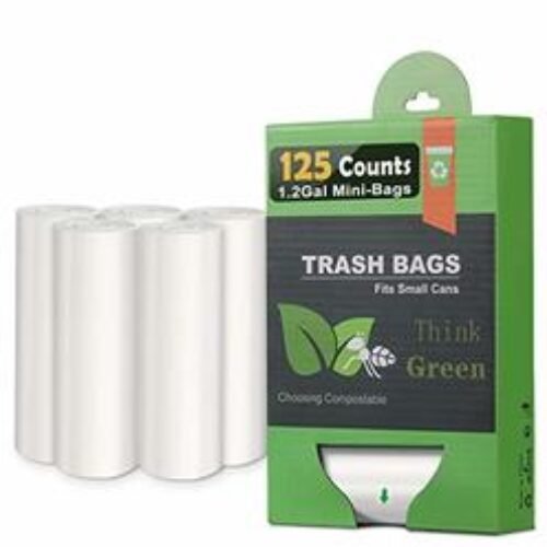 AYOTEE 1.2 Gallon Compostable Trash Bags, Small Trash Bags for bathroom office kitchen, Strong Small Garbage Bags fit 4.5-5 Liter Trash